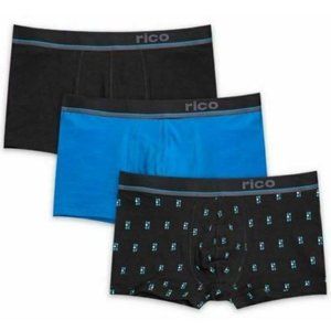 Rico 3-Pack Men's Cotton Stretch Trunks Black Iron Ore Size XL
